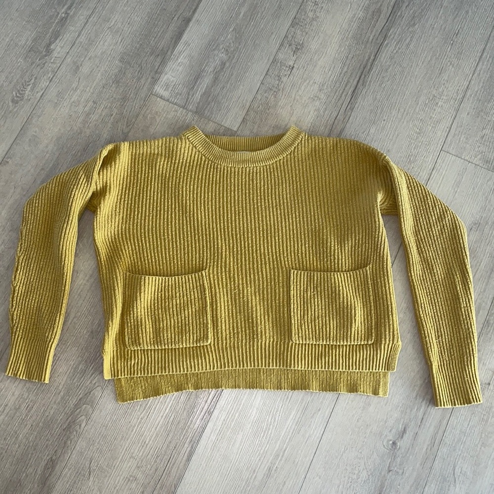 Madewell xxs Patch Pocket Pullover Sweater in mustard yellow